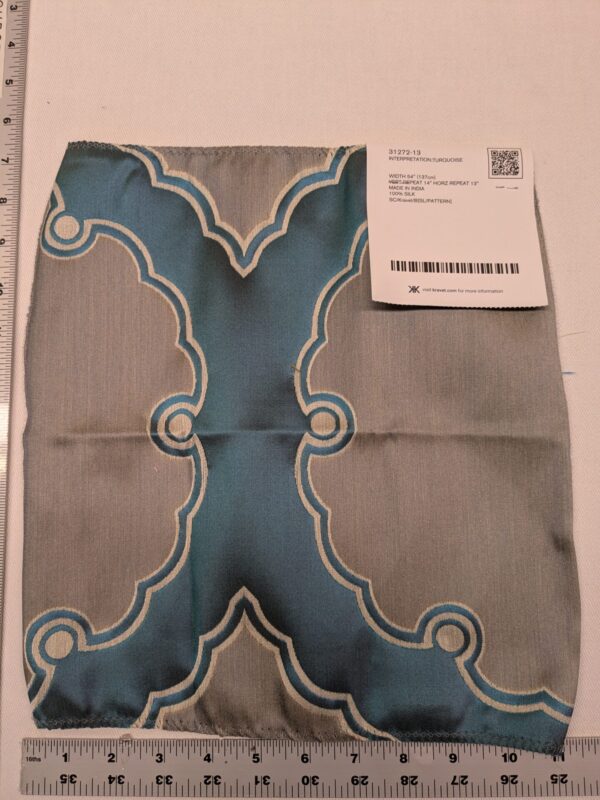 Special Order Kravet Couture Interpretation - Turquoise Blue Silk Jacquard Medallion MSRP USD 348/y