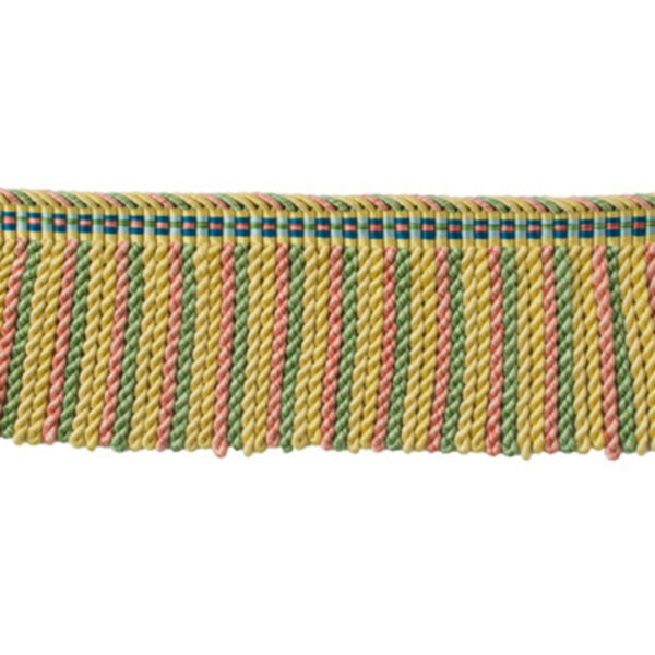 Special Order Brunschwig & Fils Reve De Papillon 2 3/4 In Long Fring - Marigold Gold Pink Green Silk Cotton MSRP USD254/y