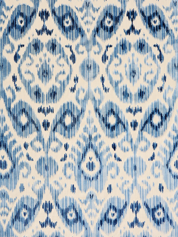 Special Order Scalamandre Tashkent Velvet Pacific Blue Ikat Black Beige Cotton Viscose MSRP USD574/y