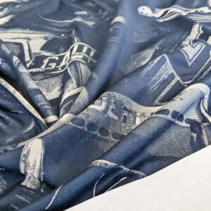 5 EV52 2.4y x 57"wide Scalamandre Lelievre Paris Jean Paul Gualtier  Le Male Indigo Blue White Abstract Jacquard