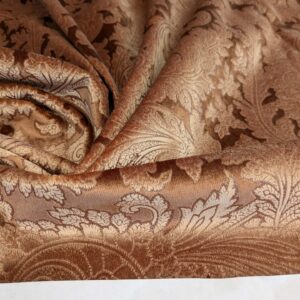 16 EV52 1.2y x 55"wide Scalamandre Palermo Velvet Paisley Copper Brown Printed Velvet Botanical Foliage MSRP USD610/y